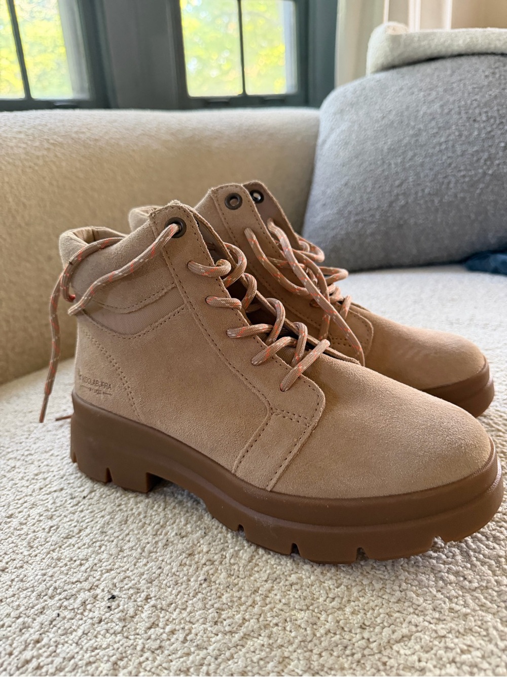 Koolaburra Tan Suede Lace-Up Lug Ankle Boots
